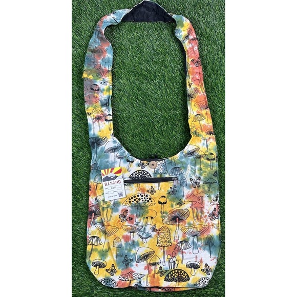 Rising International Handbags - Rising International Hobo Purse Bag Cotton‎ Mushroom Tie Dye Hippie Nepal